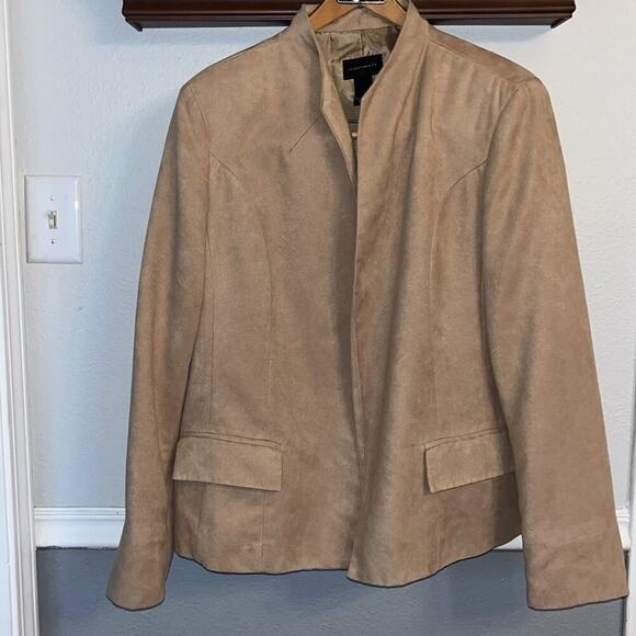 Vintage blazer faux suede soft open front blazer jacket coat dress jacket - Picture 3 of 12
